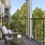 a patio with a chair